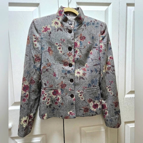 GIORGIO ARMANI VINTAGE 2000'S EVENING FLORAL PRINT WOOL/SILK JACKET/BLAZER XS/2 - Picture 1 of 10